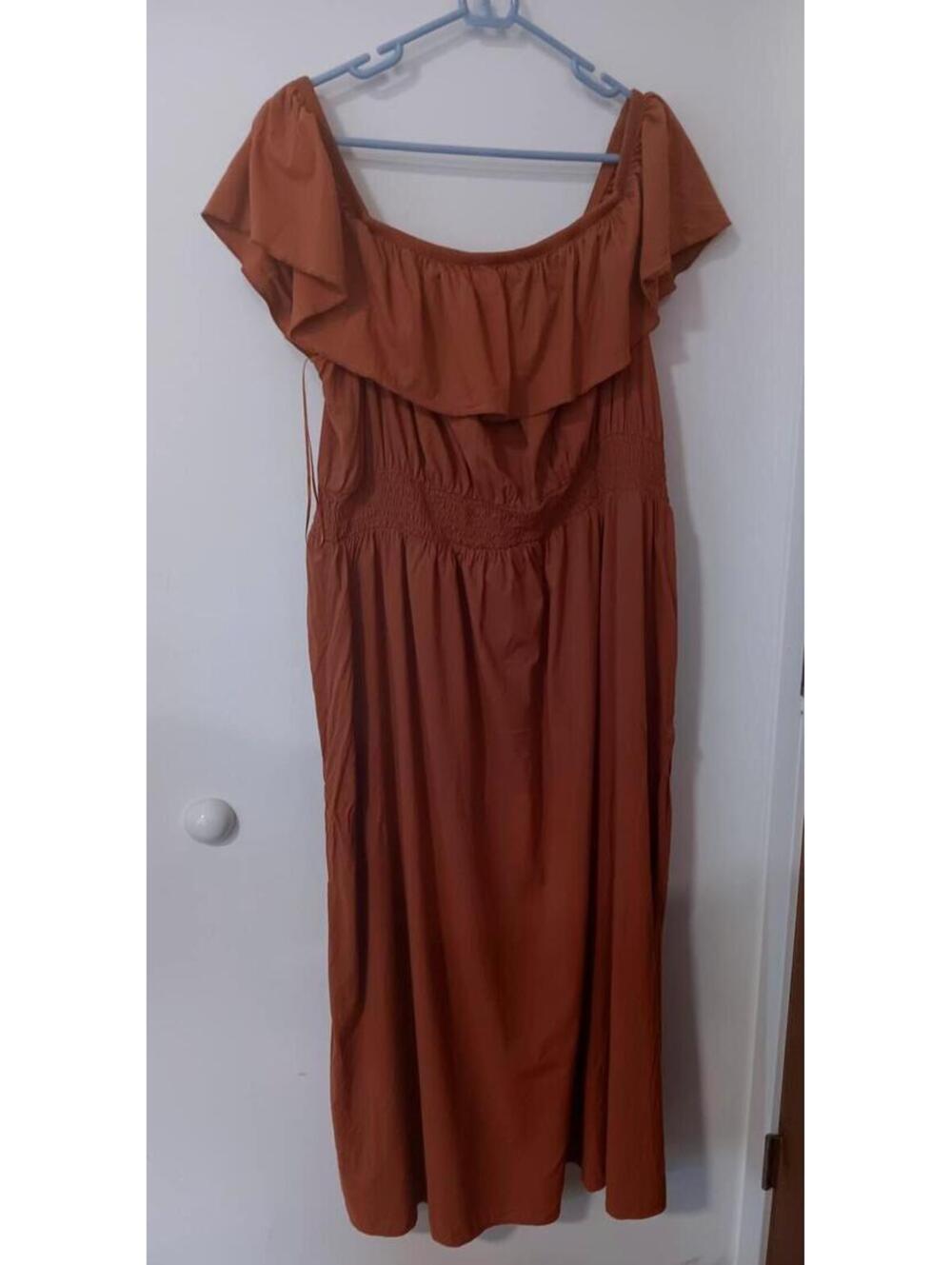 Old Navy Women's 3X Rust Orange Off-Shoulder Maxi Dress